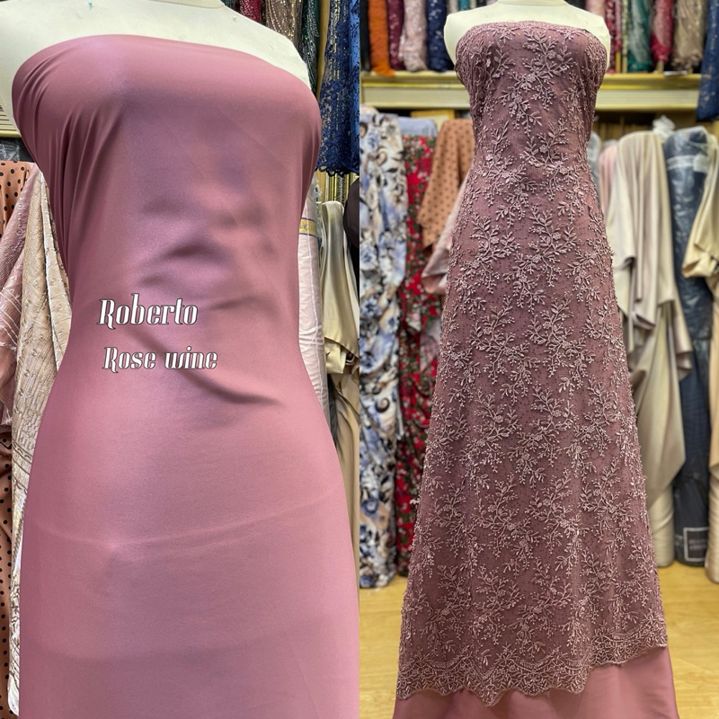 Rb kain tille chanels lolita 3d bunga timbul with payet squeen/bahan brukat kebaya pesta/wedding