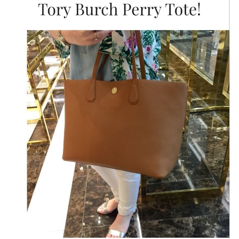 TORY BURCH PERRY TOTE BROWN GOLD