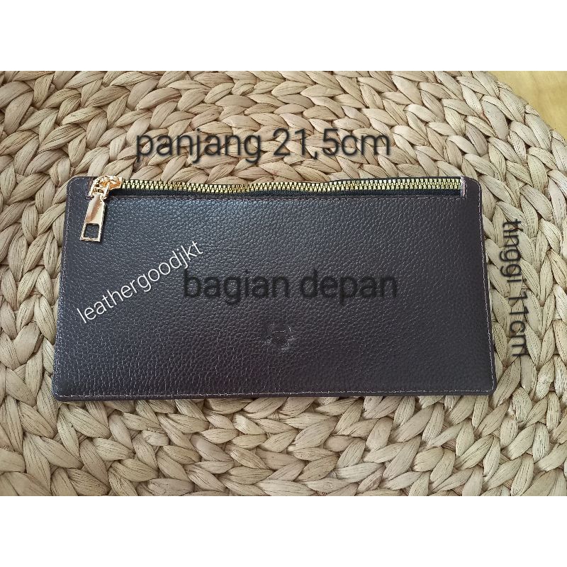 dompet panjang tipis pria wanita bahan kulit asli
