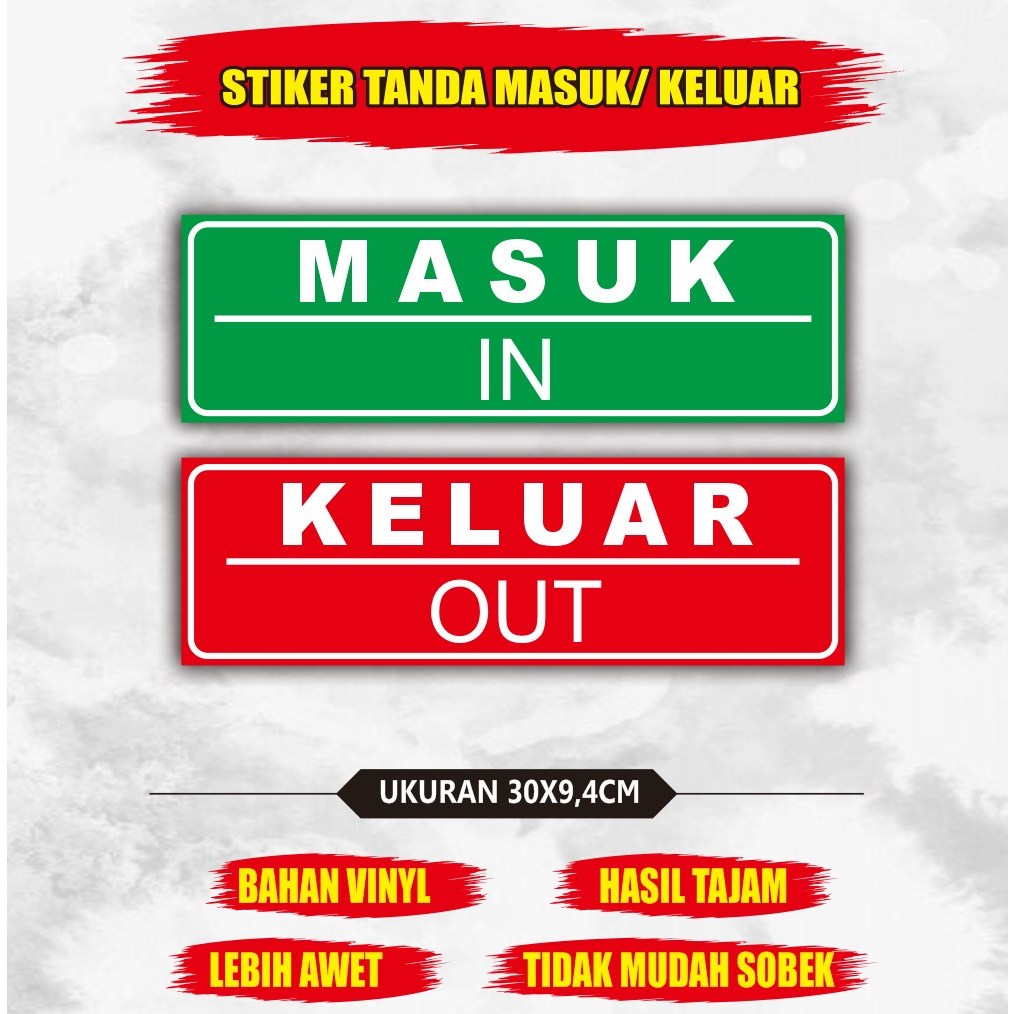 

Stiker sign tanda masuk keluar - stiker vinyl masuk keluar
