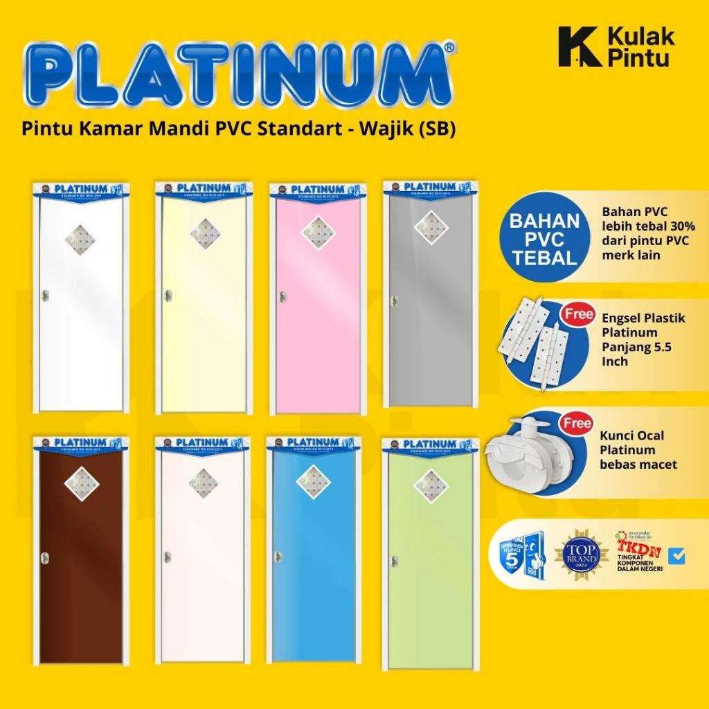 Pintu Kamar Mandi PVC PVC STANDART PLATINUM - WAJIK (SB)