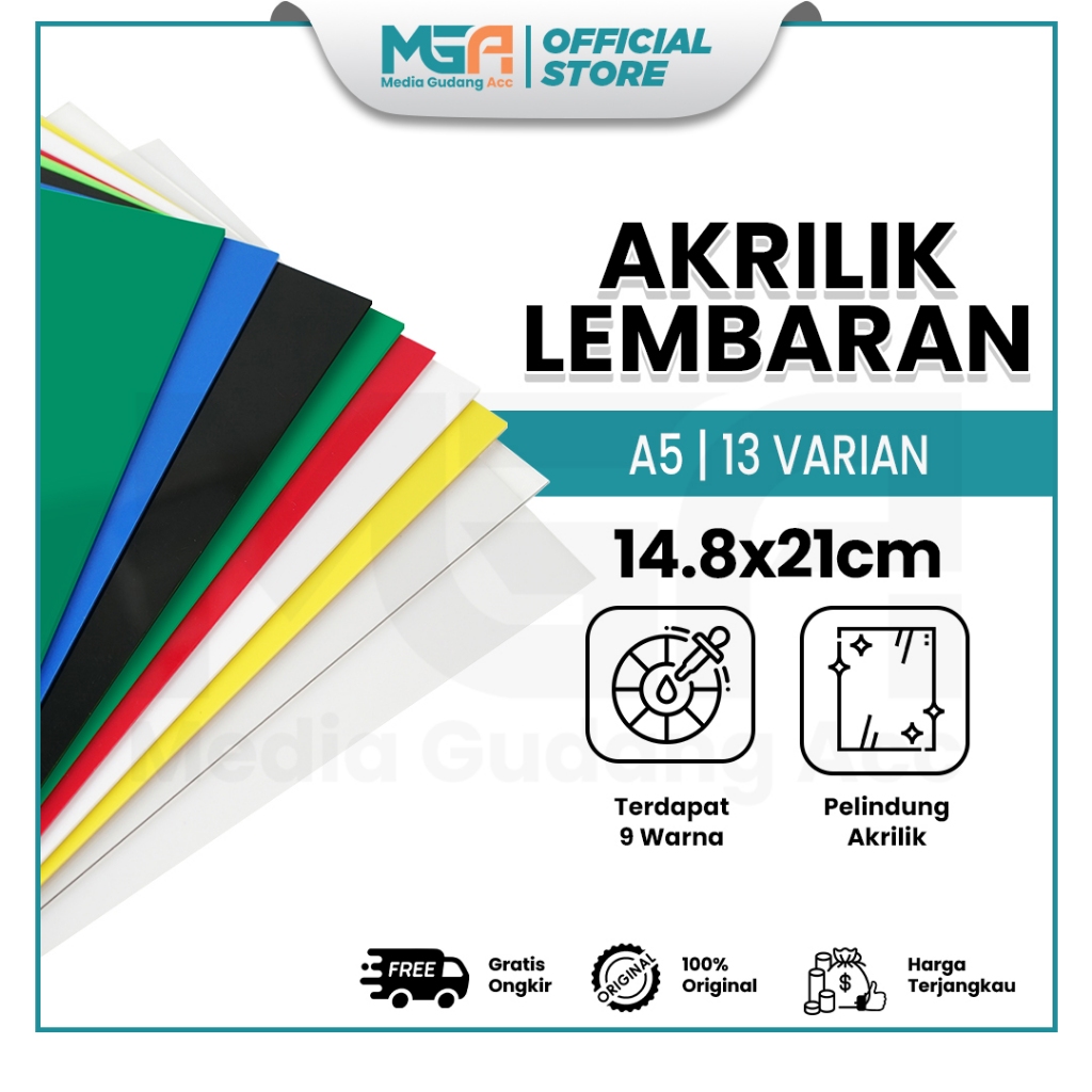 

AKRILIK LEMBARAN A5 1,5MM 2MM 3MM / ACRYLIC SHEET TRANSPARAN WARNA SOLID GROSIR BERKUALITAS