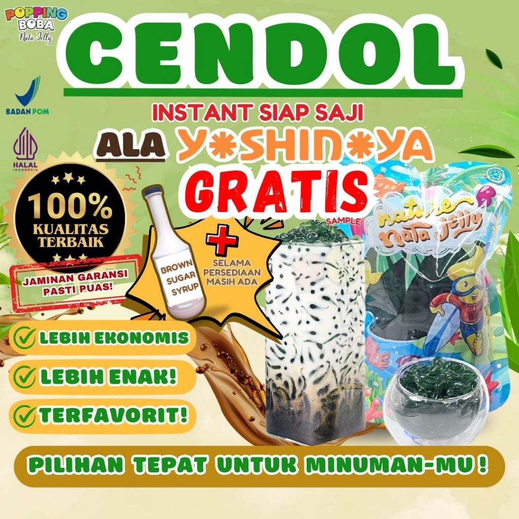 

[Ready] Jelly Cendol Kecebong Dawet Hijau 500 Gram | Instan Siap Saji | Tanpa Perlu Dimasak | Untuk Topping Minuman | Popping Boba Nata Jelly