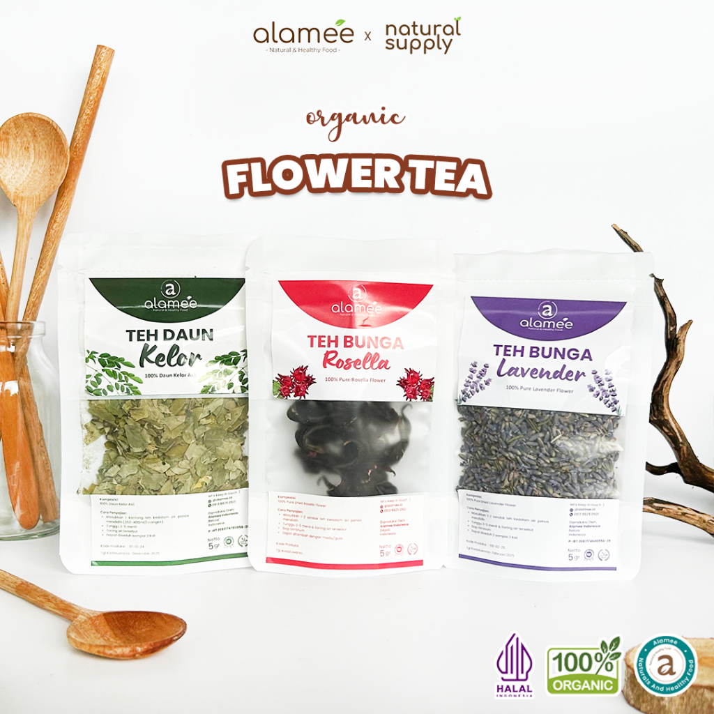 

ALAMEE Teh Jati Cina 5gr Chamomile Bunga Rose Bud Earl Grey Flower Tea Dried Organic Organik naturalsupply