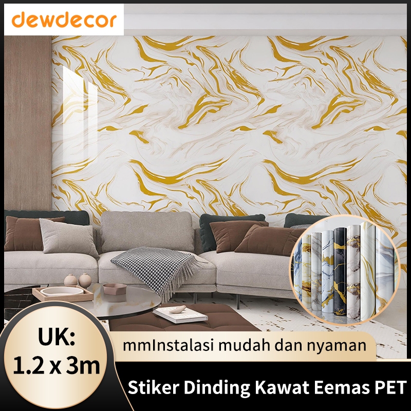 [60cm/120cm x 3Meter] Dewdecor - Wallpaper Dinding Premium PET Marble Lantai Granit Stiker Kamar Tid