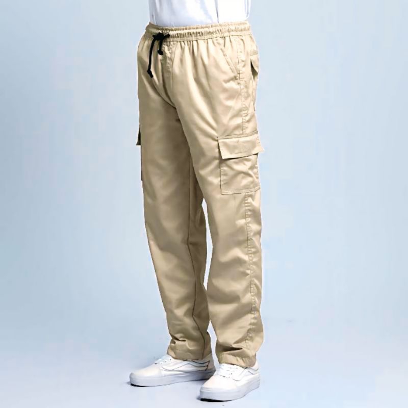 RJ Store ID Celana Panjang Pria Cargo Terbaru Pinggang karet ukuran 28-38 Streetwear Tali Serut