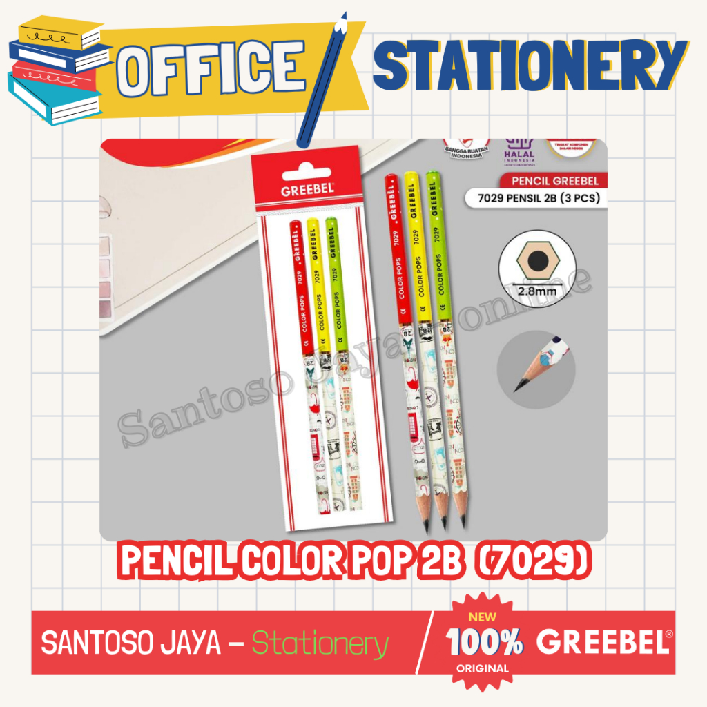 

Pensil Kayu 2B GREEBEL - Pencil 2B Color Pop GREEBEL 7029