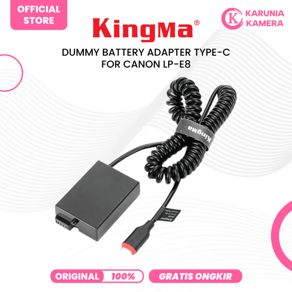 Kingma LP-E8 Dummy Battery USB-C to Canon Eos 650D, 600D, 550D, 700D etc