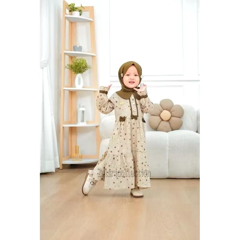 MOANA KIDS GAMIS SYAR'I SET PASMINA GAMIS MOTIF BUNGA CANTIK IMUT