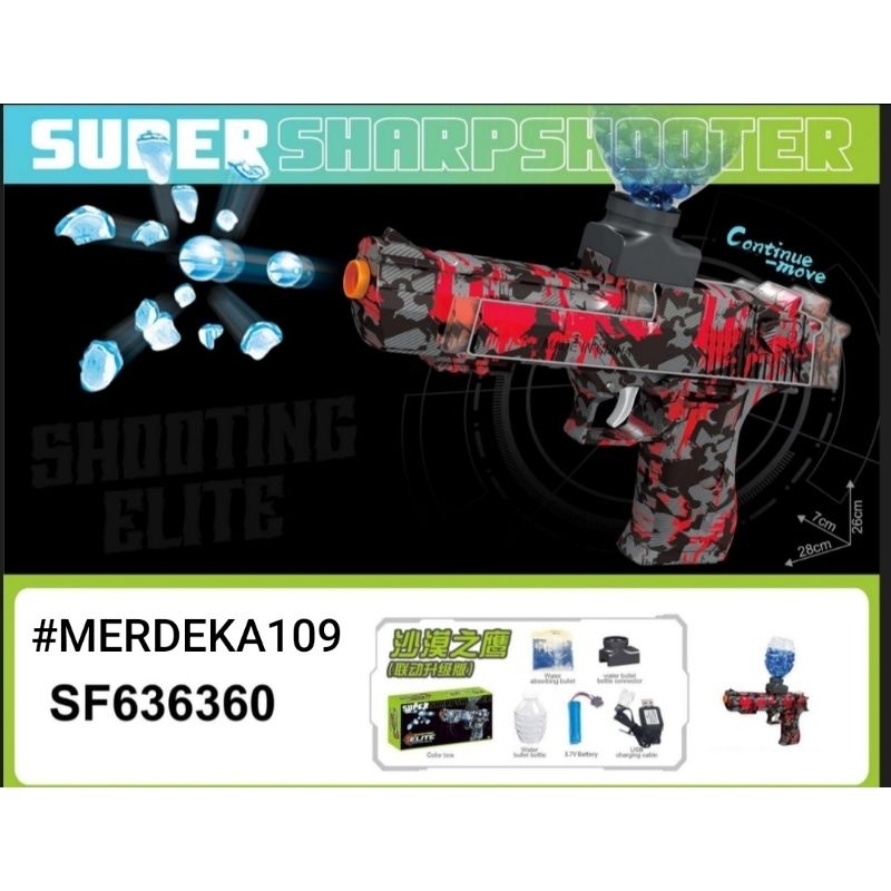 Mainan Anak tembakan Water gell WGG WGB model pistol Glok Besar automatic Electric ada getaran / ger