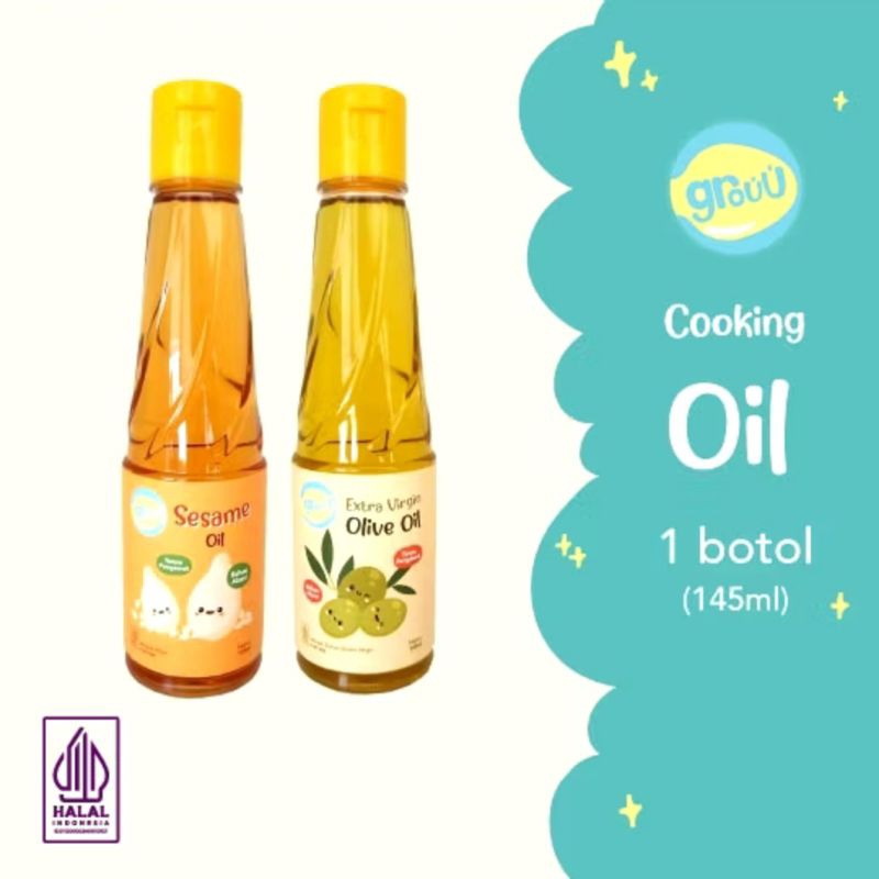 

GROUU Cooking Oil Mpasi Virgin Olive Oil & Sesame Oil - Minyak Zaitun & Minyak Wijen BB Booster 145ml