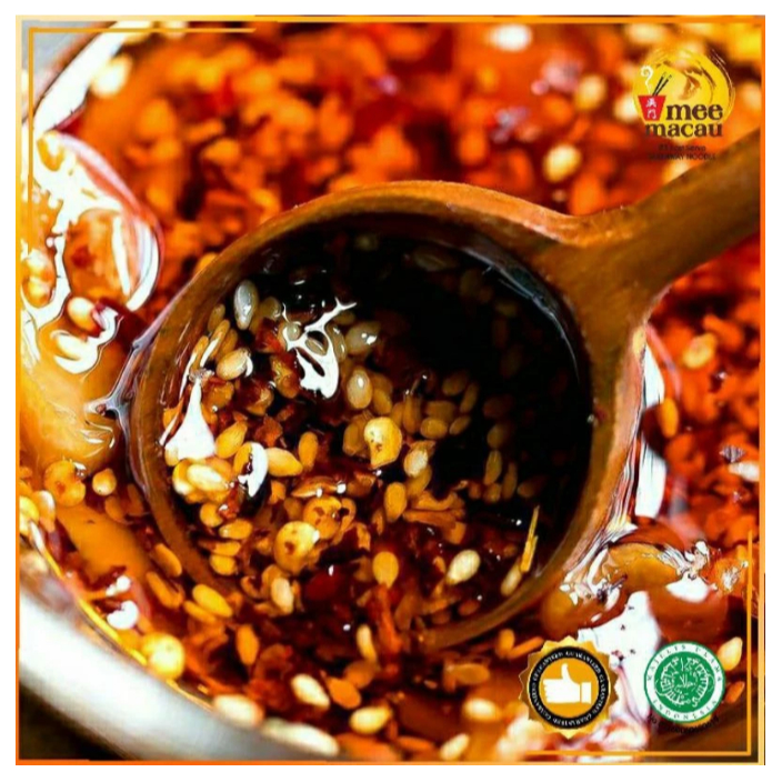 

Minyak Cabai Dimsum Wonton / Garlic Chili Oil / Saus Cabai Flake Seblak 25 Gram Premium Mala Chili Oil