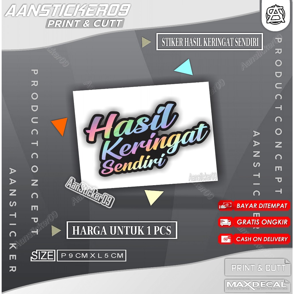 

Stiker hasil Keringat Sendiri Stiker Cutting Bahan Anti Air Ukuran Panjang 9 cm