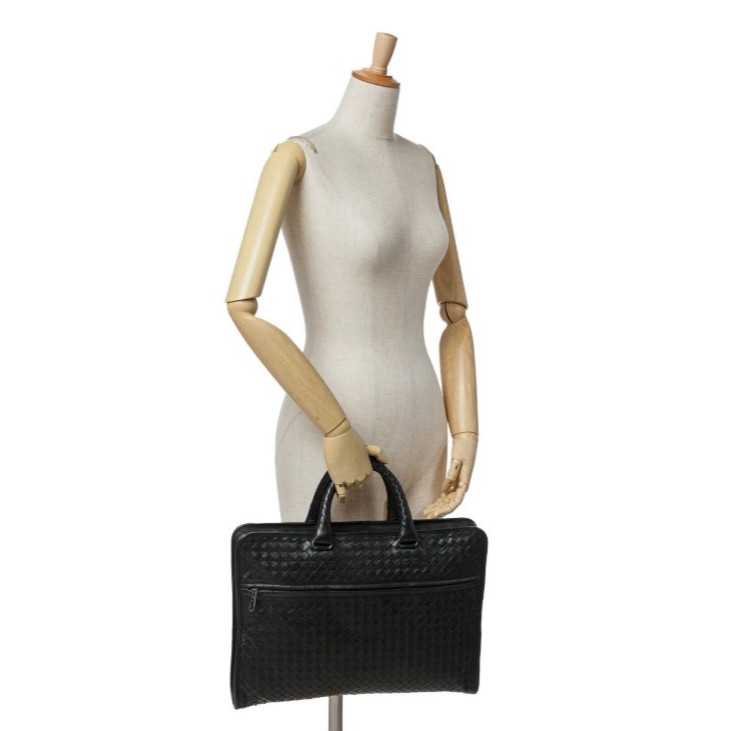 BV Nero Intrecciato Calf Briefcase Authentic Vintage-Preloved