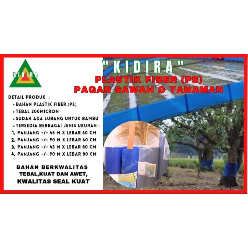 PLASTIK FIBER PE BIRU untuk Pagar pinian sawah - anti tikus : 45mx60cm tebal 200micron