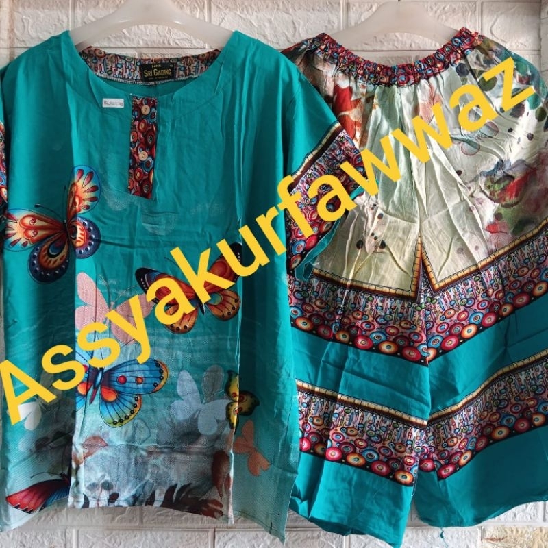 SETELAN CELANA KULOT PENDEK BATIK SRIGADING MOTIF KUPU BESAR