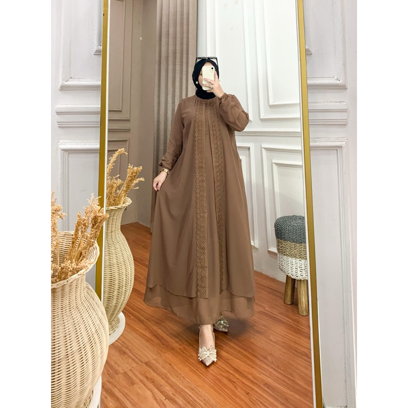 Abaya Dress Ceruti Babydoll Bordir lebaran 2026