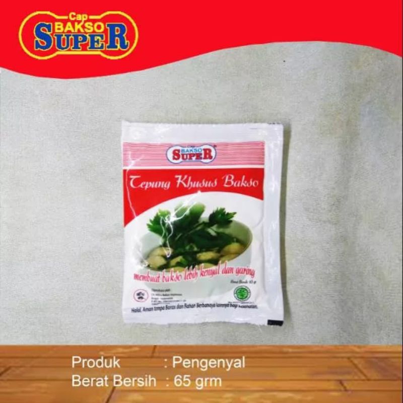 

Tepung Khusus Bakso Cap SUPER 65gr – Pengenyal Bakso