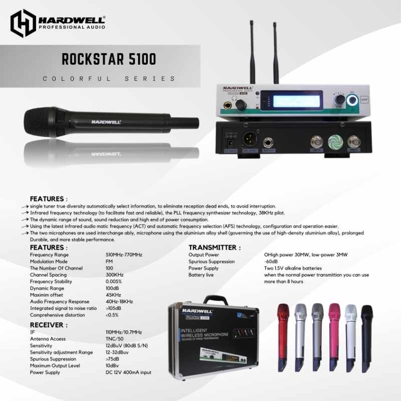 HARDWELL ROCKSTAR 5100 | Microphone Wireless | Professional microphone vocal | Microphone | Hardwell