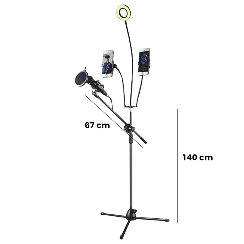Stand Microphone + Mic Holder / Stand Mic Lantai Tripod Condenser