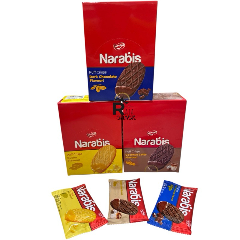 

NARAYA NARABIS PUFF CRISP 420Gr (20PCS@21Gr) DARK CHOCOLATE BUTTER COCONUT LATTE