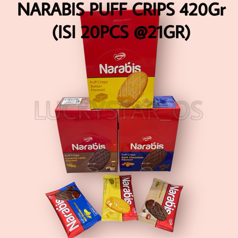 

NARAYA NARABIS PUFF CRIPS 420GR ISI 20PCS DARK CHOCOLATE / COCONUT LATTE / BUTTER