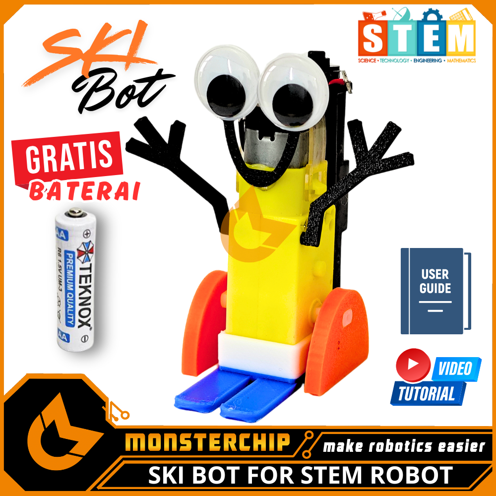 Ski Bot STEM Robot Edukasi Anak | Kit DIY Robotika + Gratis Baterai + Video Tutorial | Monsterchip