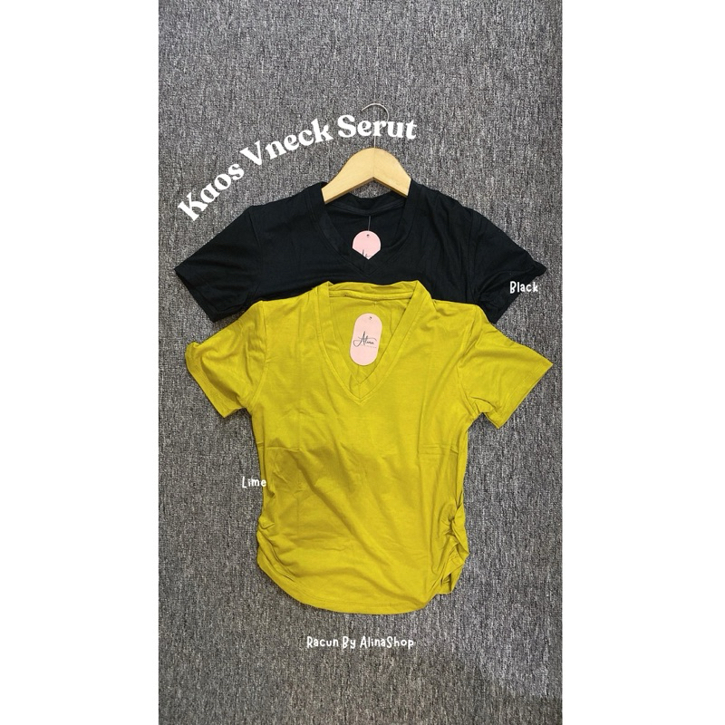 Kaos Vneck Serut Samping