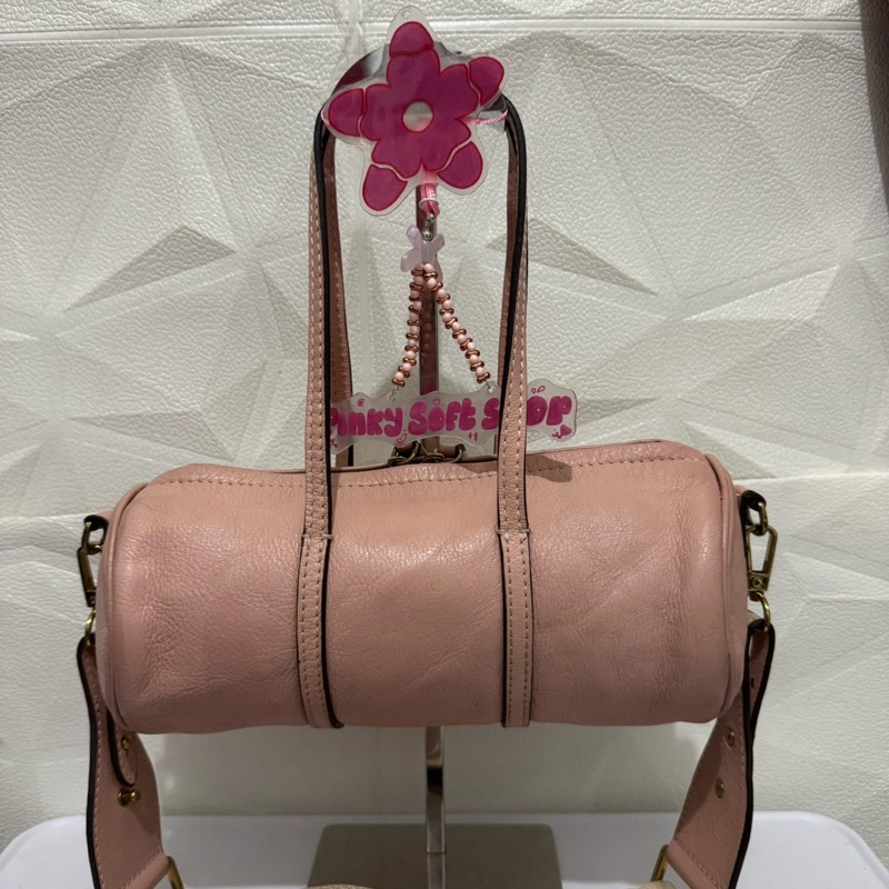 tas sling bag kulit asli. tas sling bag tabung kulit. pink