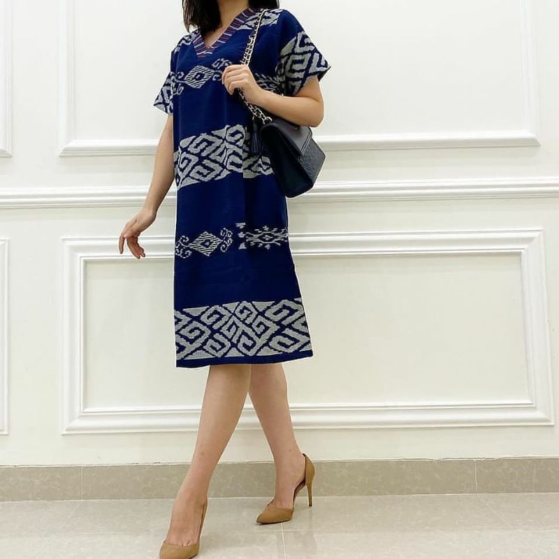 DRESS TENUN DRESS WANITA DRESS BATIK BAJU TENUN MOTIF ROTE LOMBOK ORIGINAL BAJU ADAT TORAJA BAJU WAN