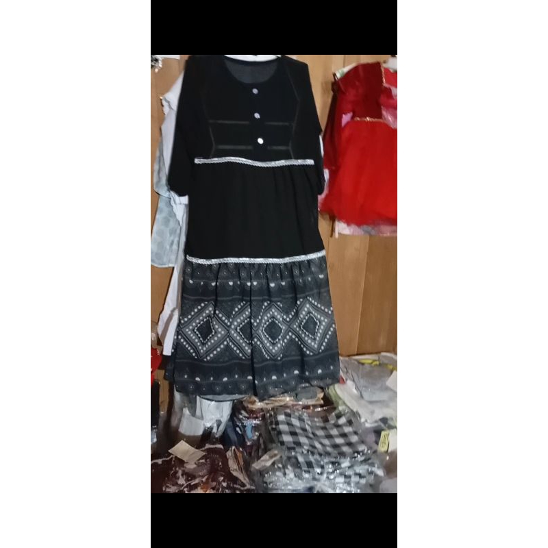 gamis hitam anak 8-9 tahun ceruty