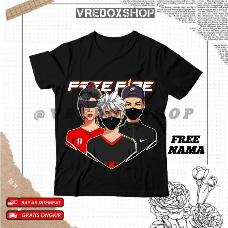 Kaos Atasan Anak Motif FF Free Fire Bundle Bola Old/ Baju FF Bola Keren Trio Barbar vs Squad Elite C