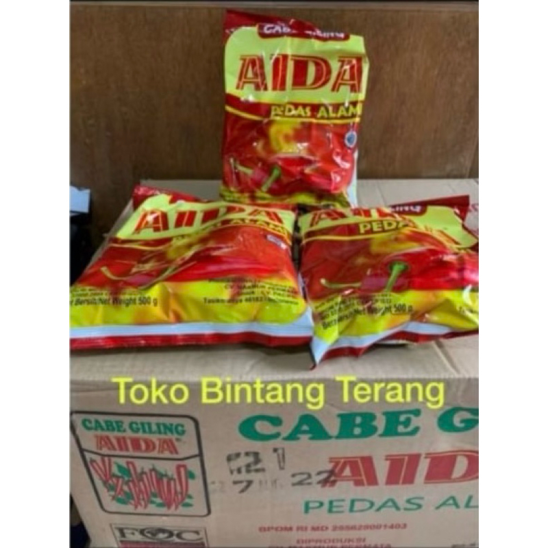 

Bubuk Cabe AIDA 500 gr 1 Dus Karton isi 30 pcs x 500gr / Cabai Giling Halus Aida 500 gram per 1 Dus 30 bungkus @ 500g dusan per kartonan