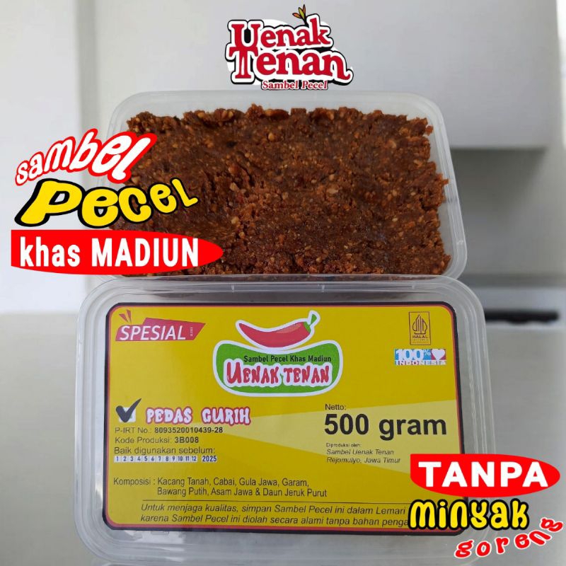 

Sambal Kacang Pedas Bumbu Sambel Pecel Madiun Asli Sangrai Spesial Mika Uenak Tenan 500 gram