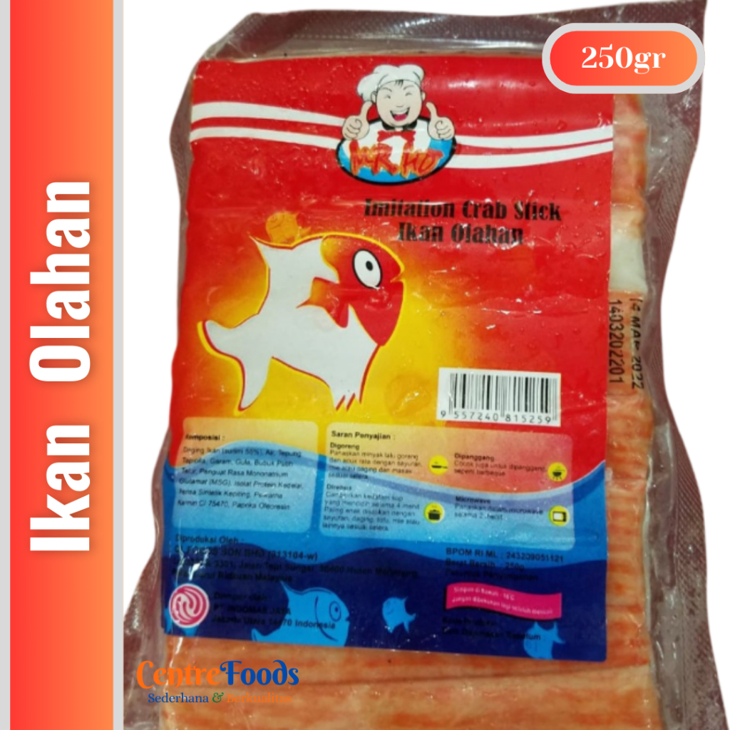 

Ikan Olahan - Imitation Crab Stick MR. HO | 250gr [ Harga Per BKS ]