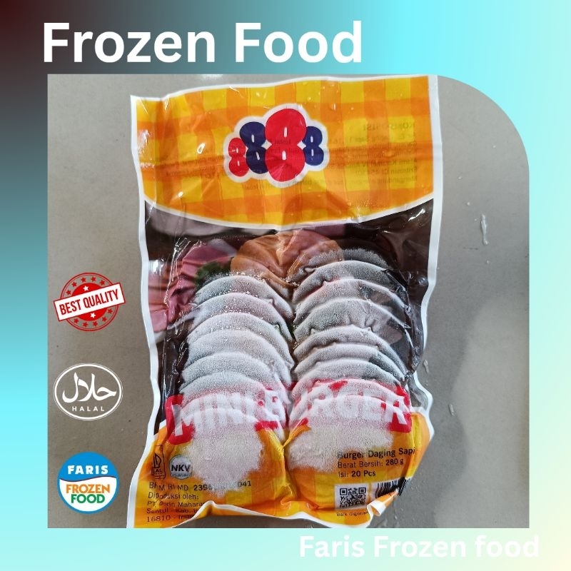 8888 Burger slice, isian burger Smoked Beef isi 20 mini