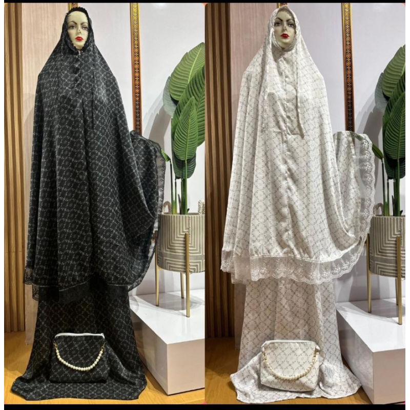 Mukena Santorini Motif Renda Kaca