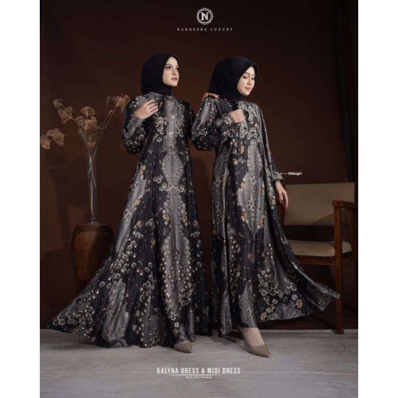 Readystock - KALYNA MIDI DRESS BY NADHEERA LUXURY // Gamis Motif