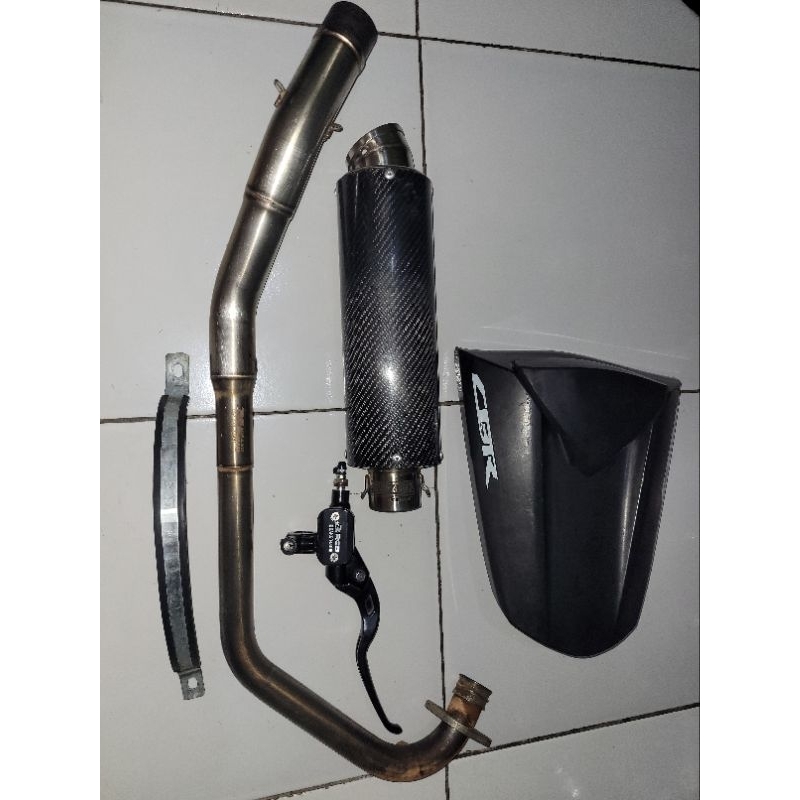 KNALPOT SET(LEHERAN R9+SLINCER KAZEN CARBON) CBR K45A,KPP