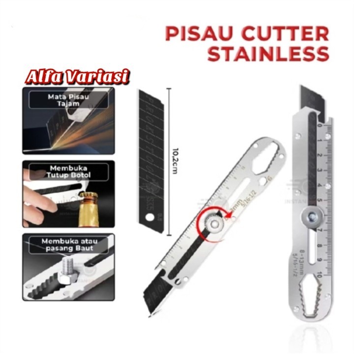 

Pisau Cutter Stainless Besi 9in1 Cutter Stainless Pemotong Kertas Tajam Anti Karat