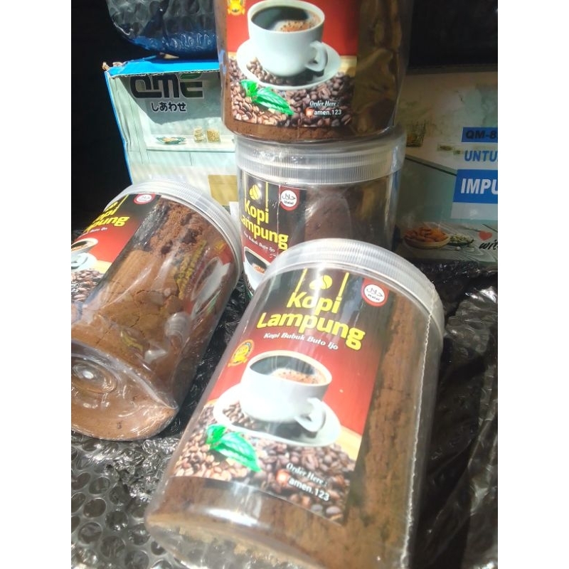 

kopi bubuk hitam has lampung toples 800mili