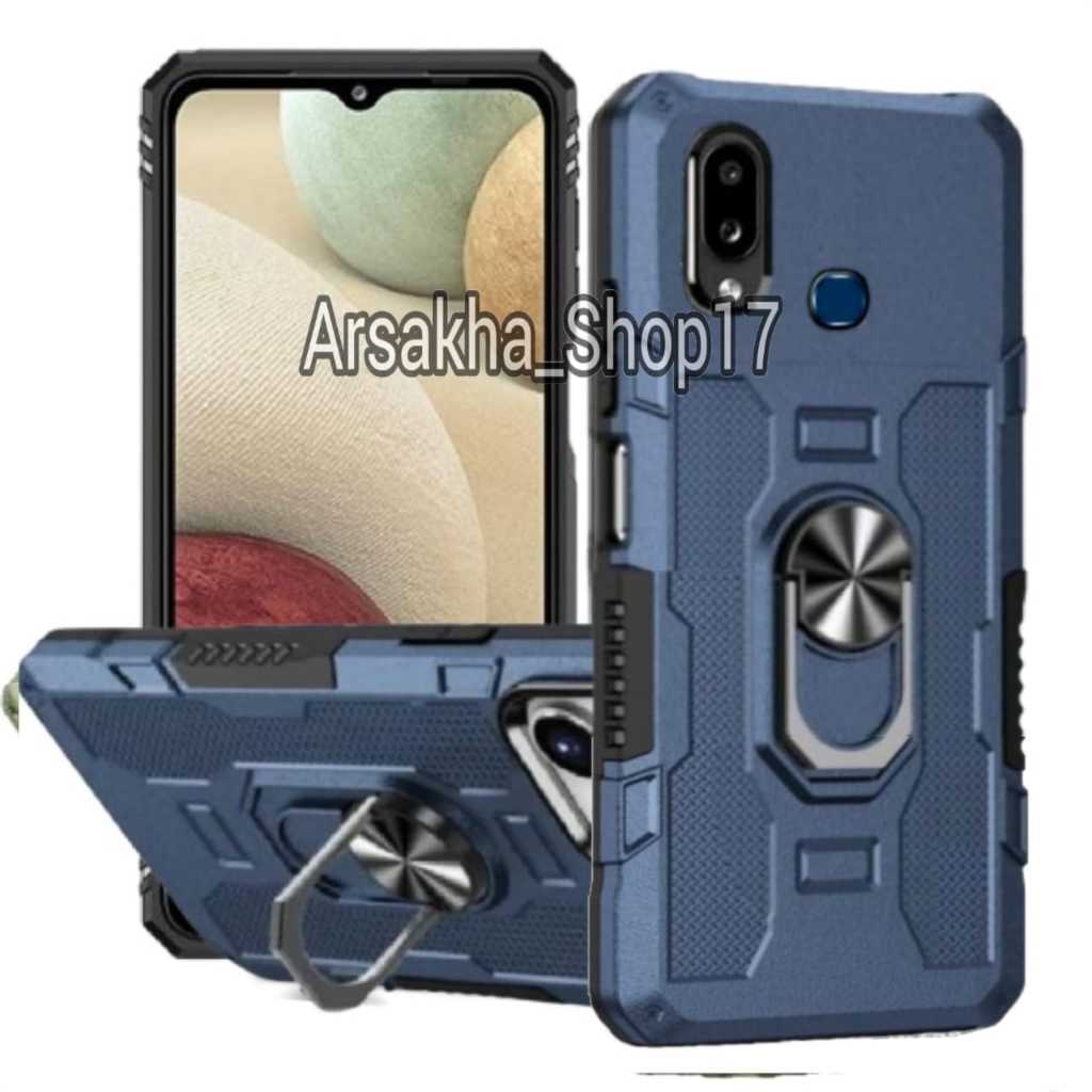 Case Ring For Samsung Galaxy A10S Hard case Robot Carbon Fibre 360 Degree Rotasi Casing HP