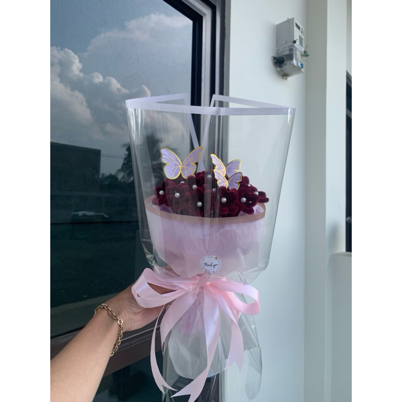 

Buket donat bunga kawat bulu