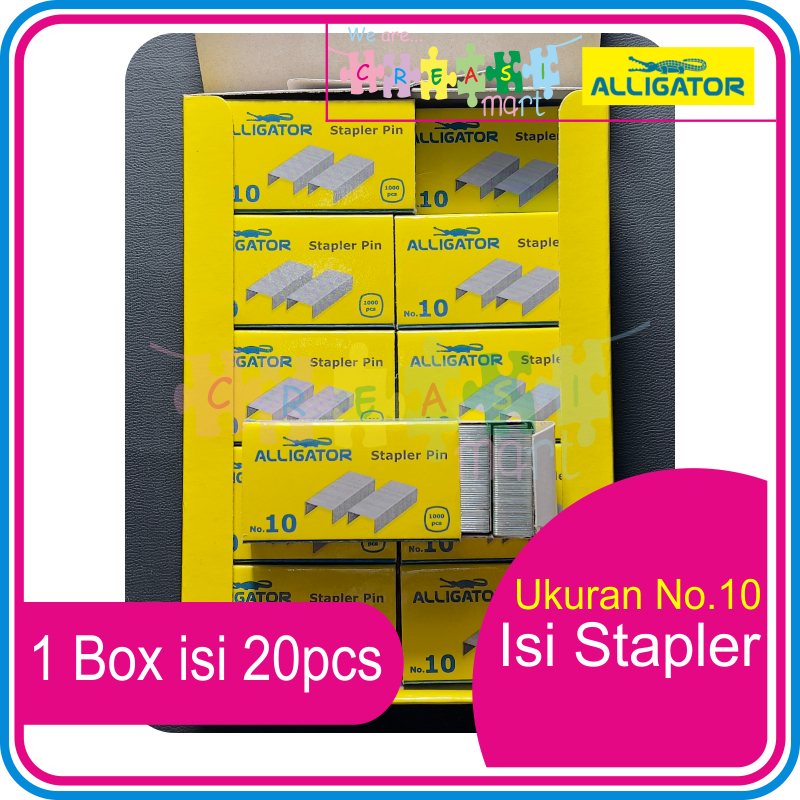 

Alligator Isi Staples Kecil No.10 1pack isi 20pcs Refilll Stapler Pin 100% Original