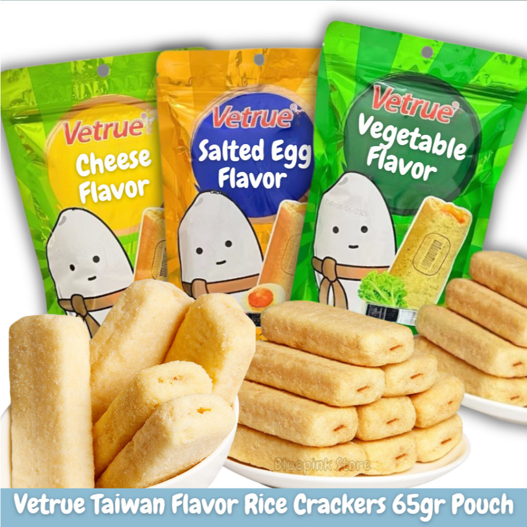 

Vetrue Taiwan Flavor Rice Crackers 65gr Pouch Berbagai Varian Rasa / Rice Crackers Vetrue