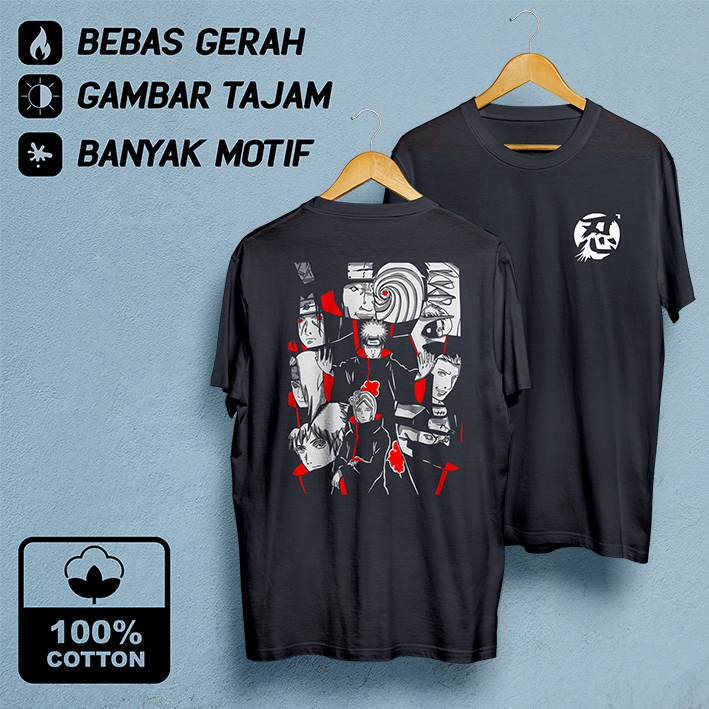 Kaos Anime Naruto 06 | Baju Distro Pria Hitam | Cloth Laki-laki Tema Jepang Murah