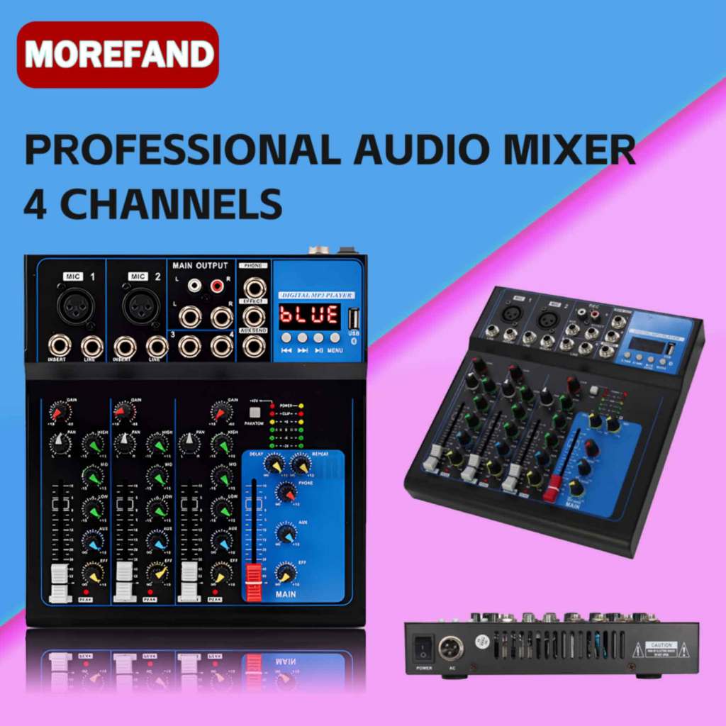 【COD】MOREFAND Audio Mixer, Sound Board Console System With USB & MP3 Jack, Bluetooth DJ Sound Mixing