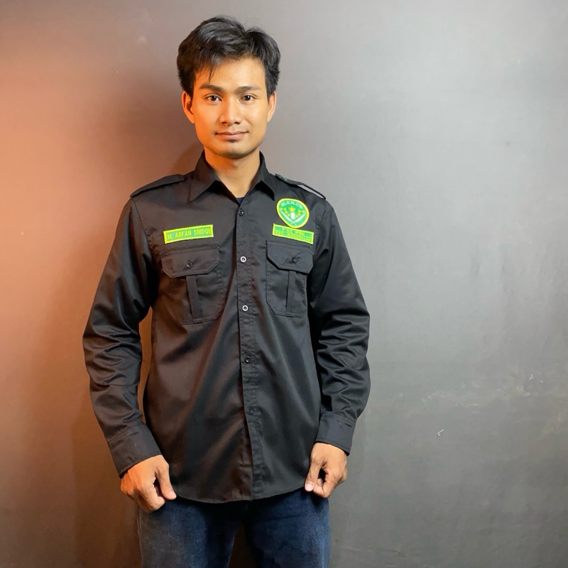 KEMEJA PDH IPNU - IPPNU WARNA HITAM LENGKAP DENGAN BORDIR NAMA & TINGKATAN