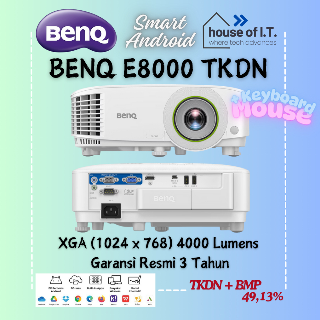 BENQ Smart Projector E8000 4000 Ansi Lumens XGA Android - Proyektor BENQ TKDN