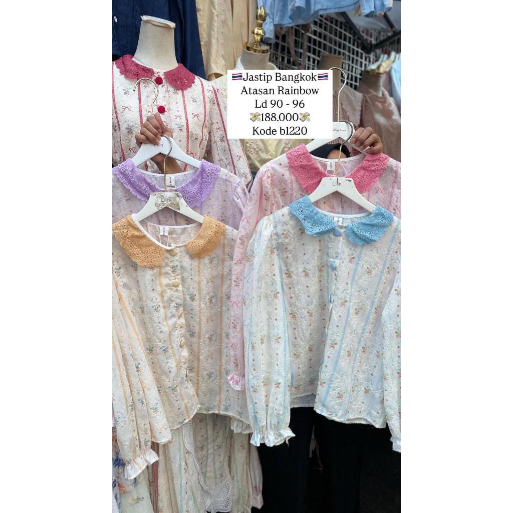 KEMEJA ATASAN BLOUSE BUNGA CATTON IMPORT BANGKOK BAHAN KATUN